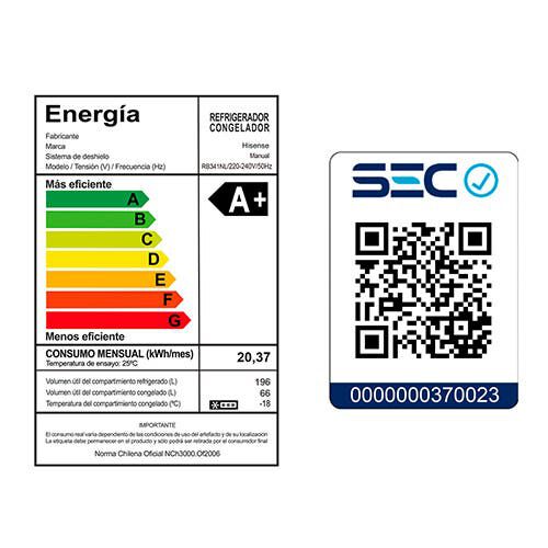 Refrigerador Frío Directo Hisense RB341NL 264 lts.