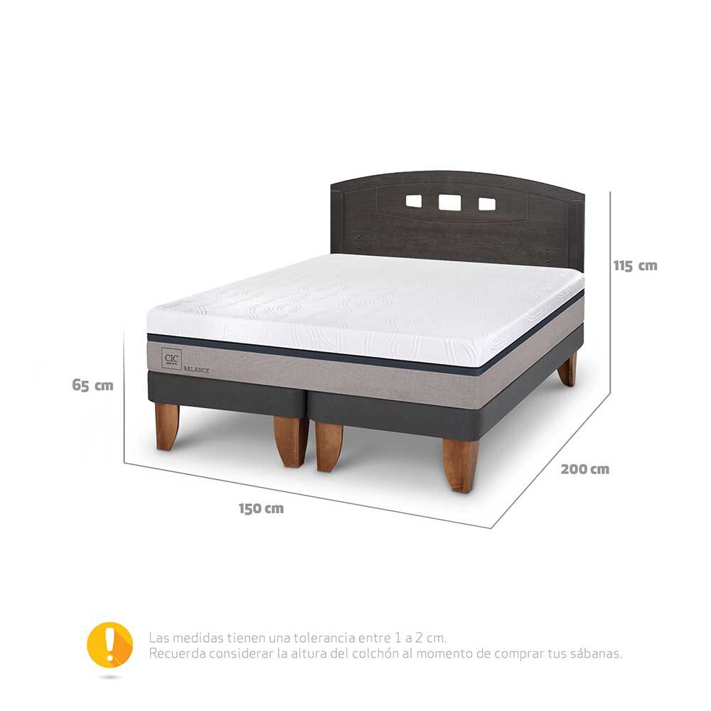 Cama Europea CIC Base Dividida 2 Plazas Balance + Respaldo Gales