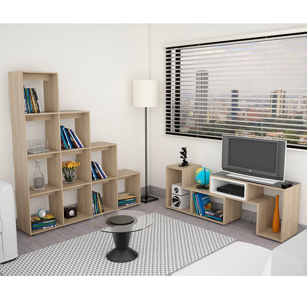 Rack TV Extensible + Biblioteca Escalera Beijing TuHome