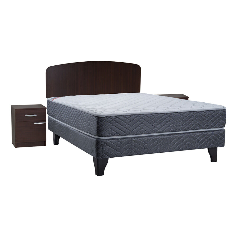 Cama Europea Celta 2 Plazas New Mega + Respaldo + 2 Veladores Cordoba