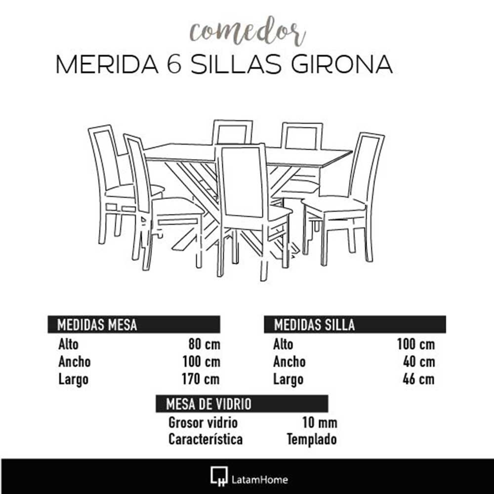 Juego de Comedor Latam Home Merida 6 Sillas Chocolate