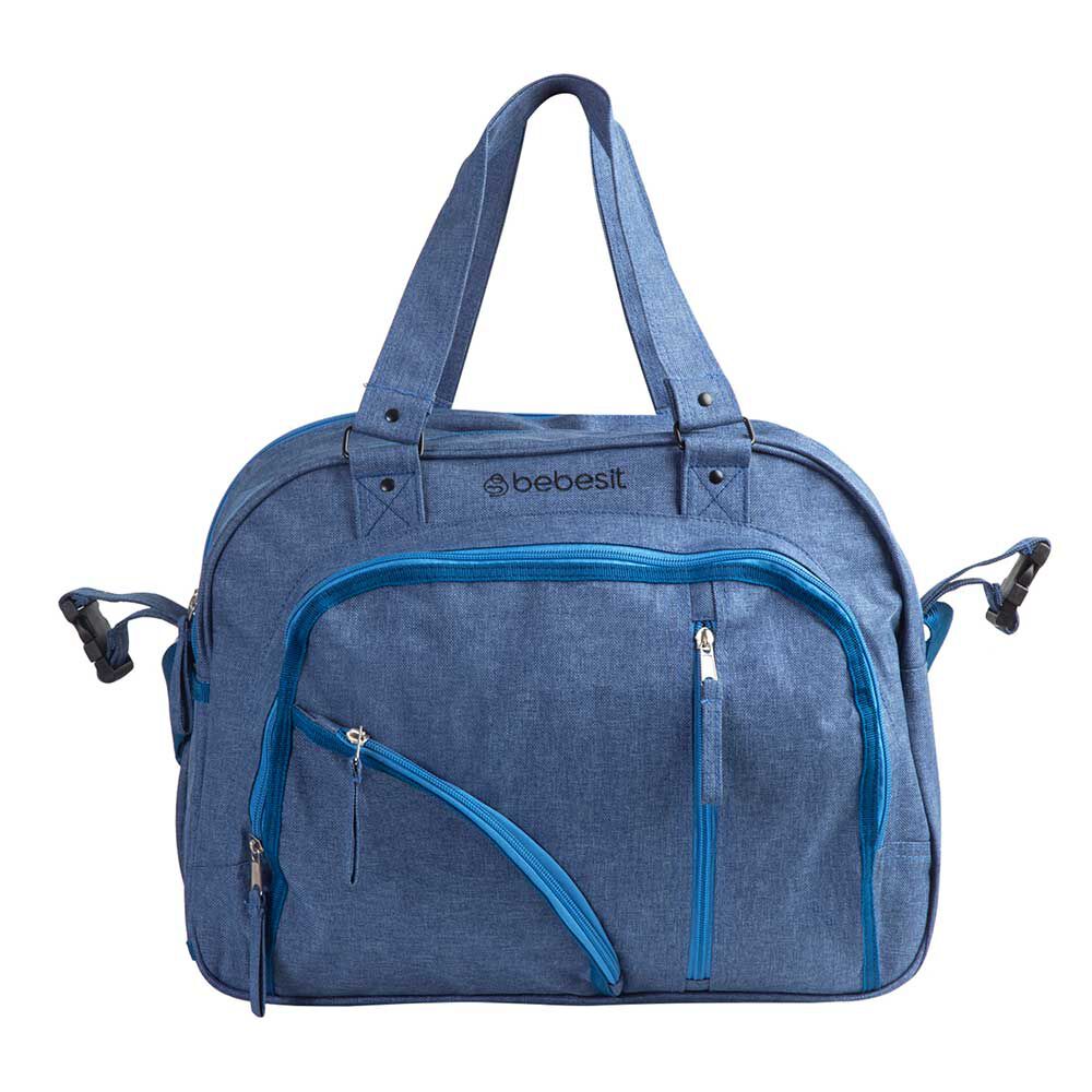 Bolso Maternal Con Porta Mamadera & Mudador Azul Bebesit