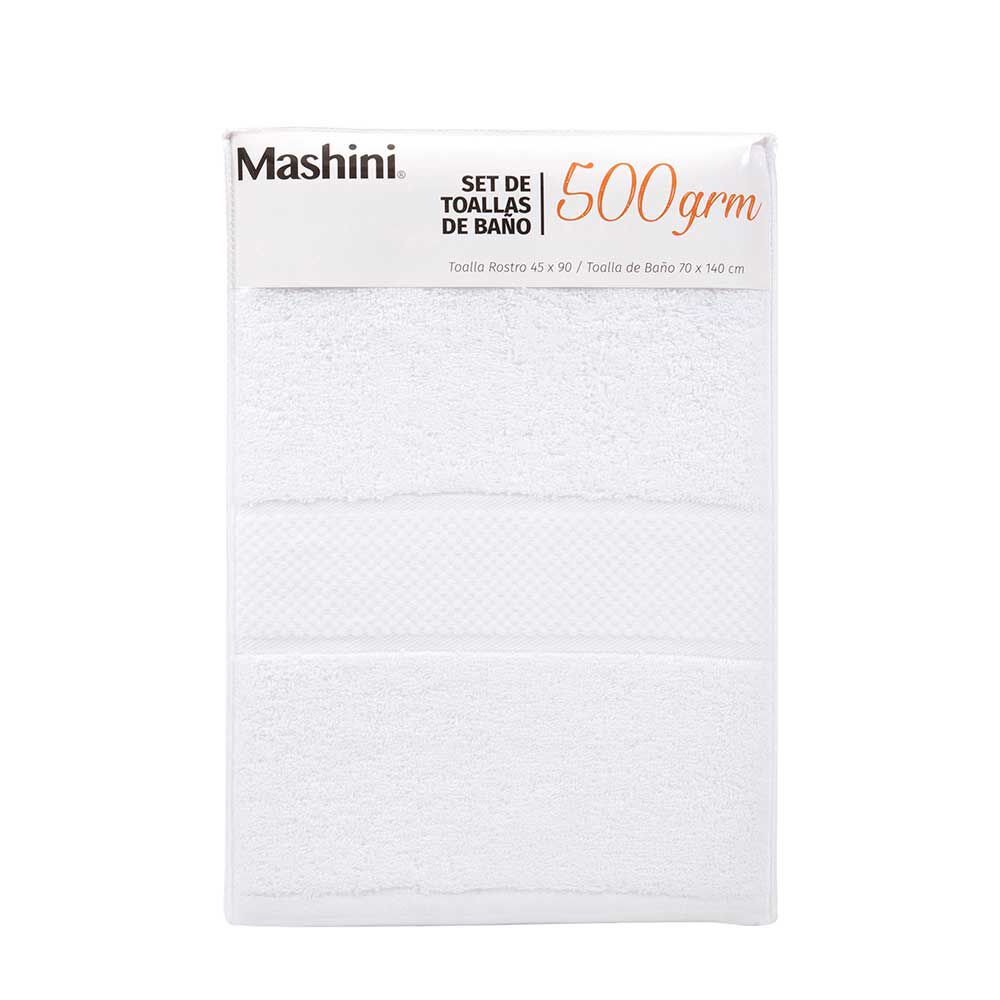 Set 2 Toallas de Baño Mashini Liso 70 x 140 cm Blanco