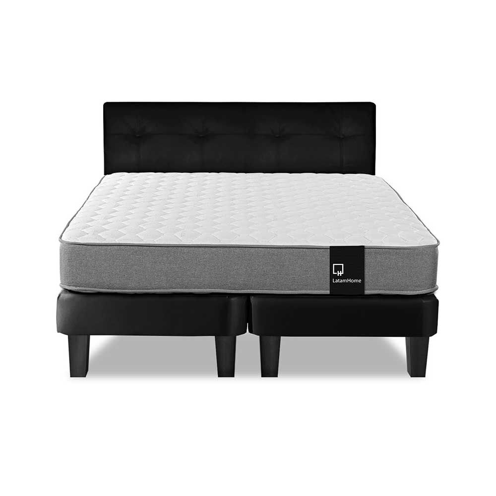 Cama Europea Latam Home Base Dividida 2 Plazas Zen Best Negro + Respaldo