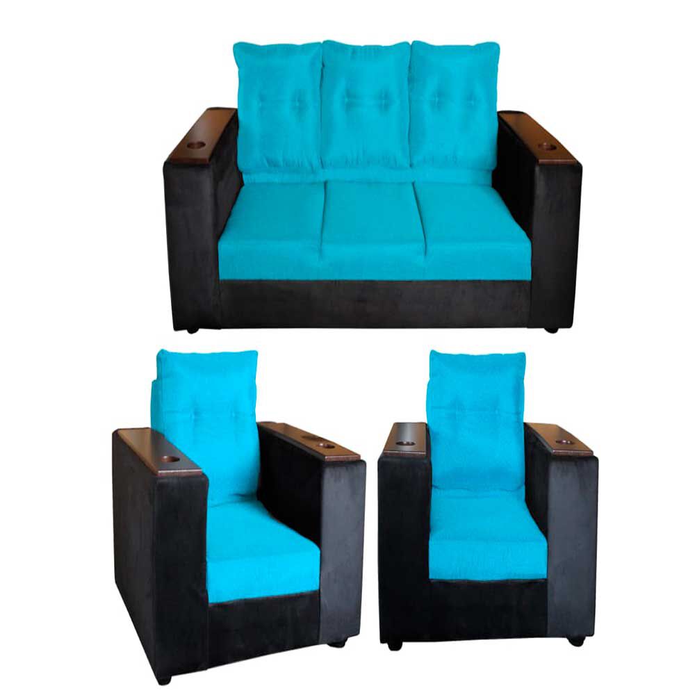 Juego de Living Diseño A&M Home Jocelyn Sofá 3 Cuerpos + 2 Sillones 1 Cuerpo Negro Calipso