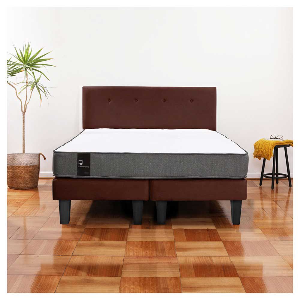 Cama Europea Latam Home Base Dividida 2 Plazas Zen Best Chocolate + Respaldo