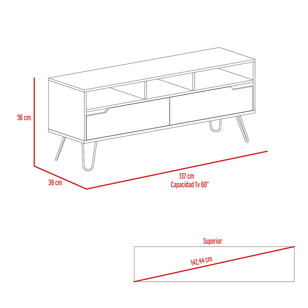 Rack TV Hasta 60" + Buffet + Mesa Centro TuHome Audra