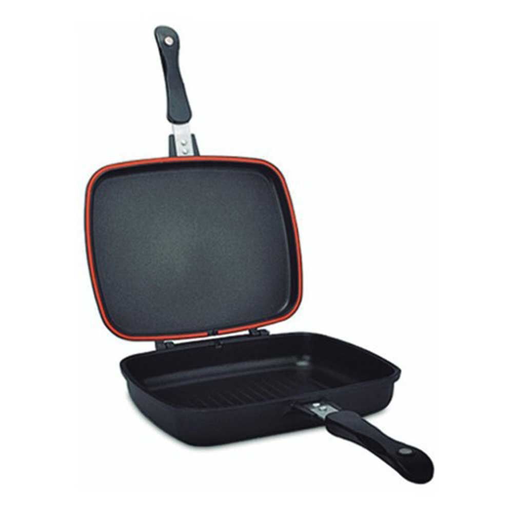 Sartén Acero Inoxidable Kitchenware Grill Doble Negro 28 cm