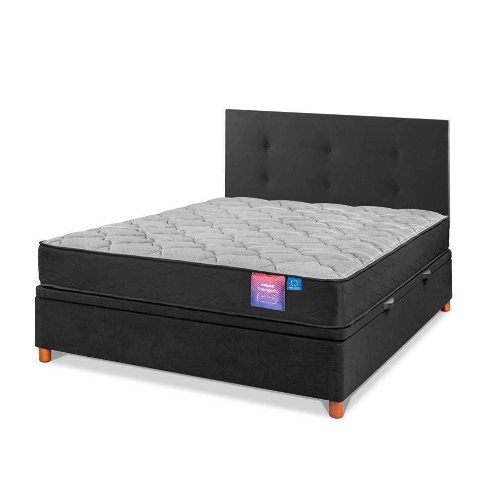 Cama Baúl Flex 2 Plazas Therapedic Plus  + Respaldo Royal