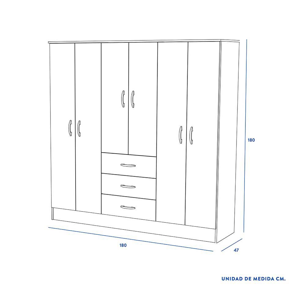 Clóset CIC Maipo Blanco 6 Puertas 3 Cajones