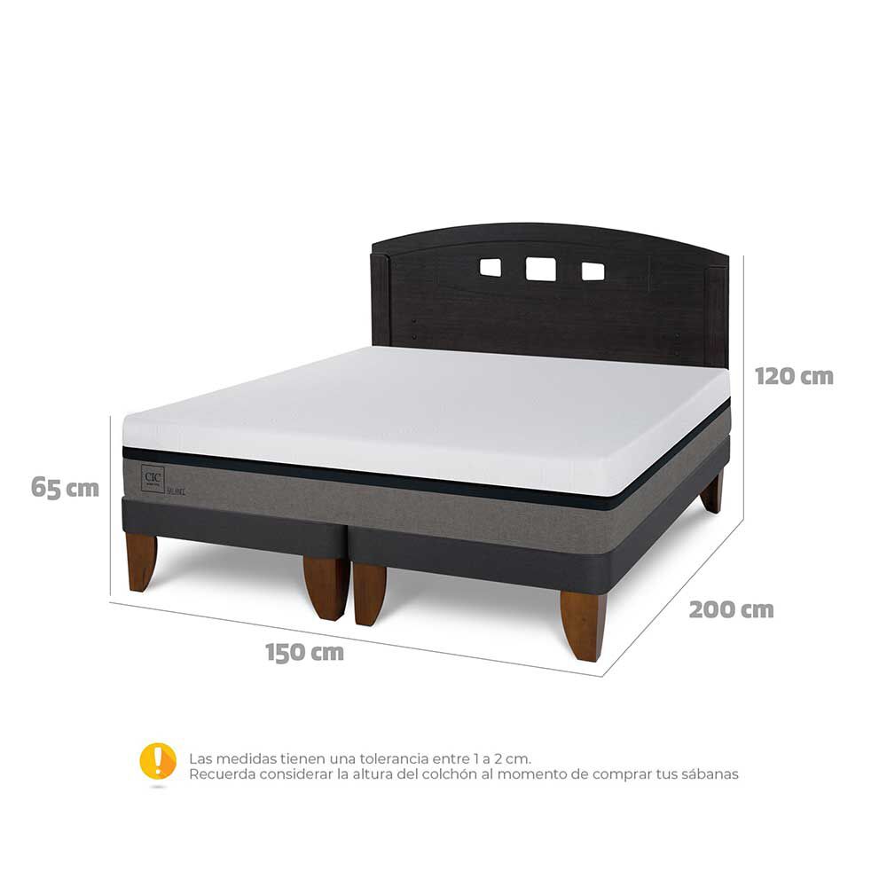 Cama Europea CIC Base Dividida 2 Plazas Balance + Respaldo Gales Negro