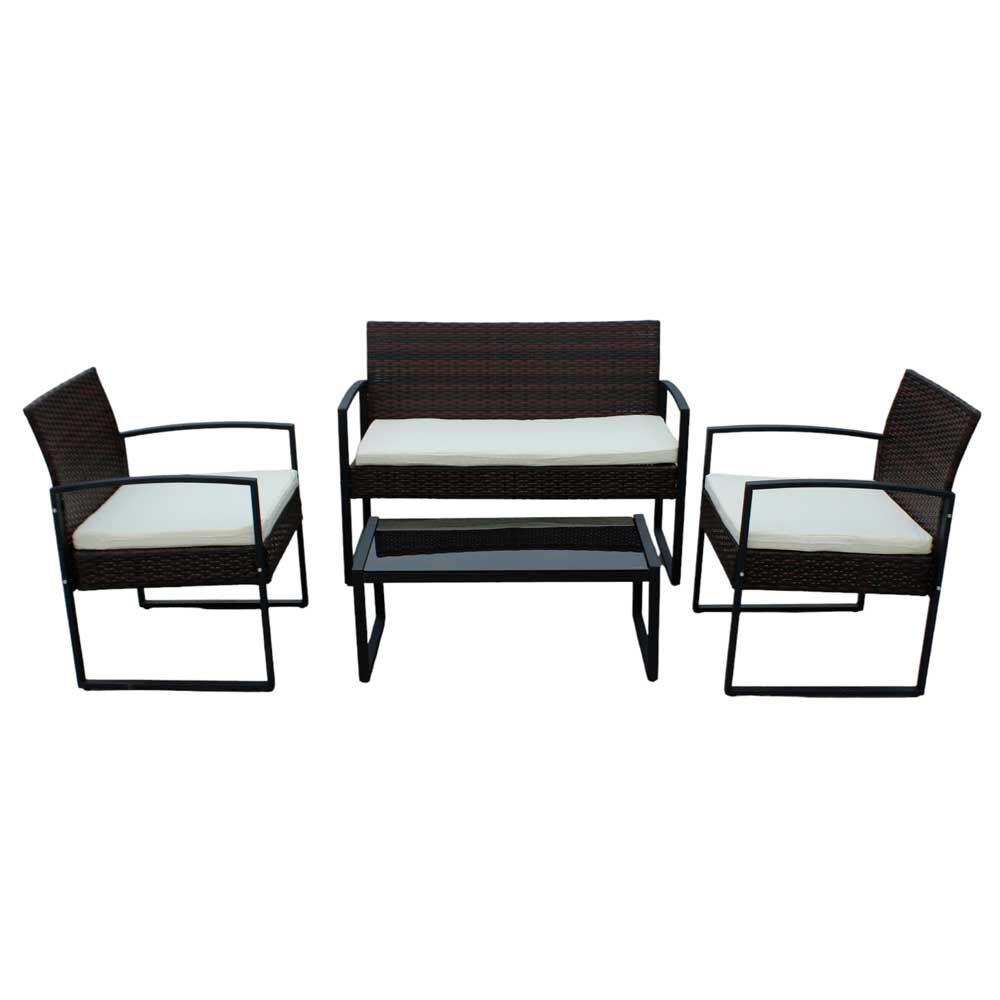 Juego de Living para Terraza Casanova Greta Sofá 2 Cuerpos + Dos Sillones 1 Cuerpo + Mesa de Centro Café