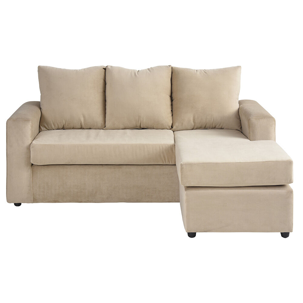 Sofá Seccional Bodevir Cali 3 Cuerpos + 2 Pouf Beige