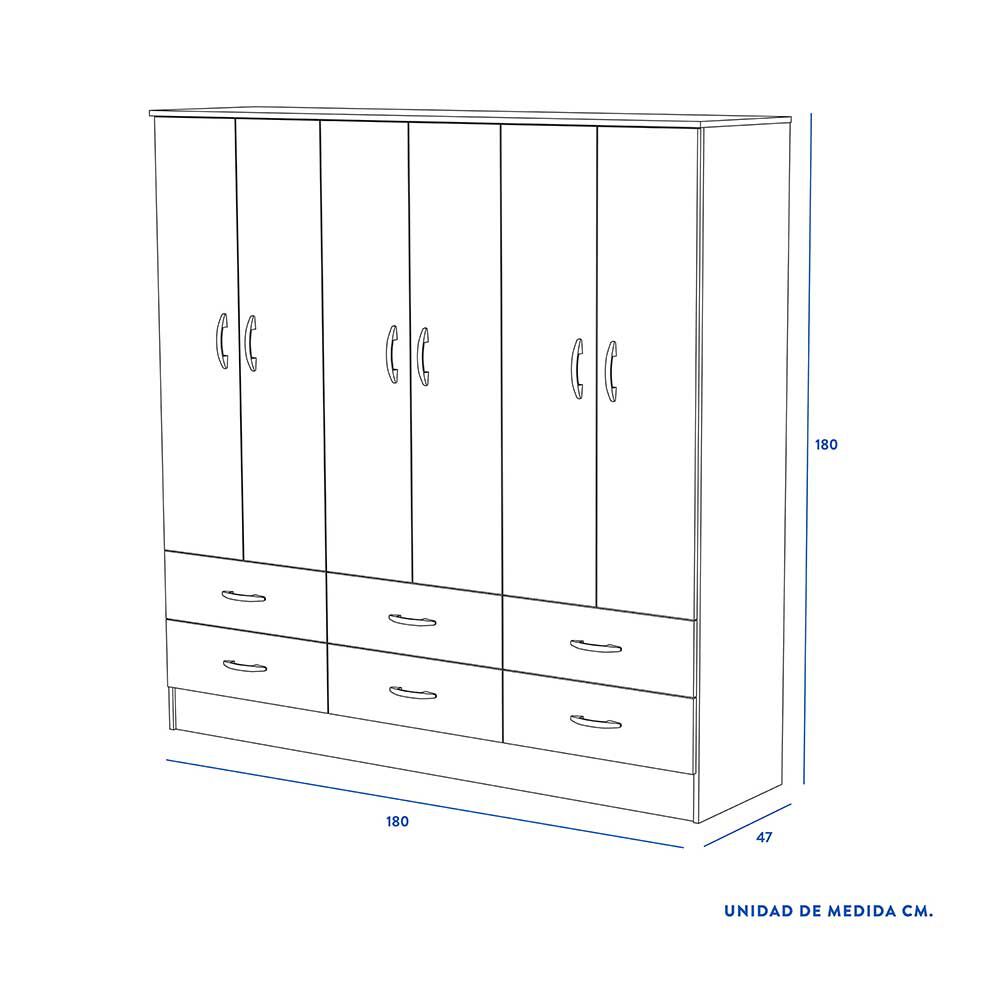 Clóset CIC Maipo Olmo Blanco 6 Puertas 6 Cajones