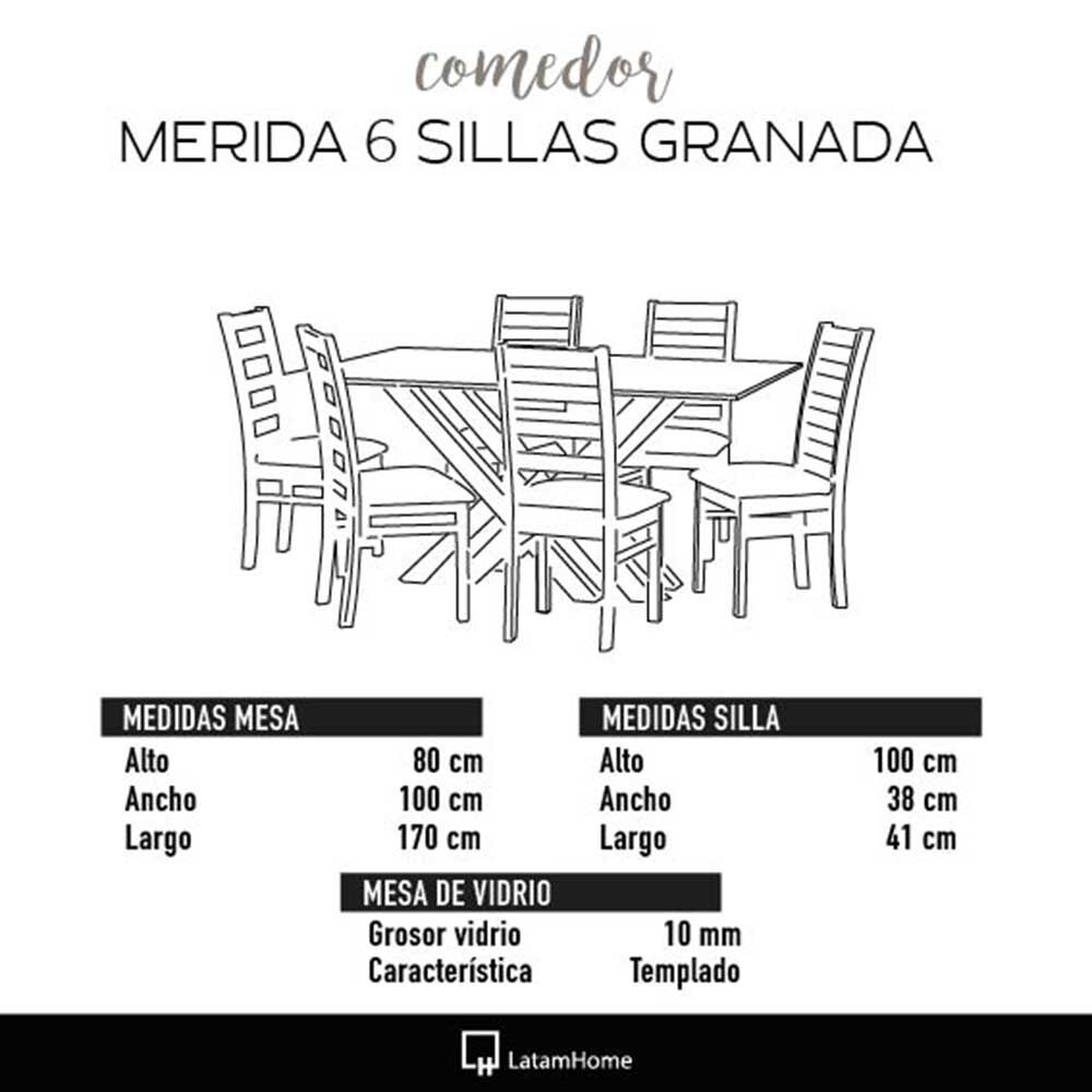 Juego de Comedor Latam Home Merida 6 Sillas Azul Petróleo