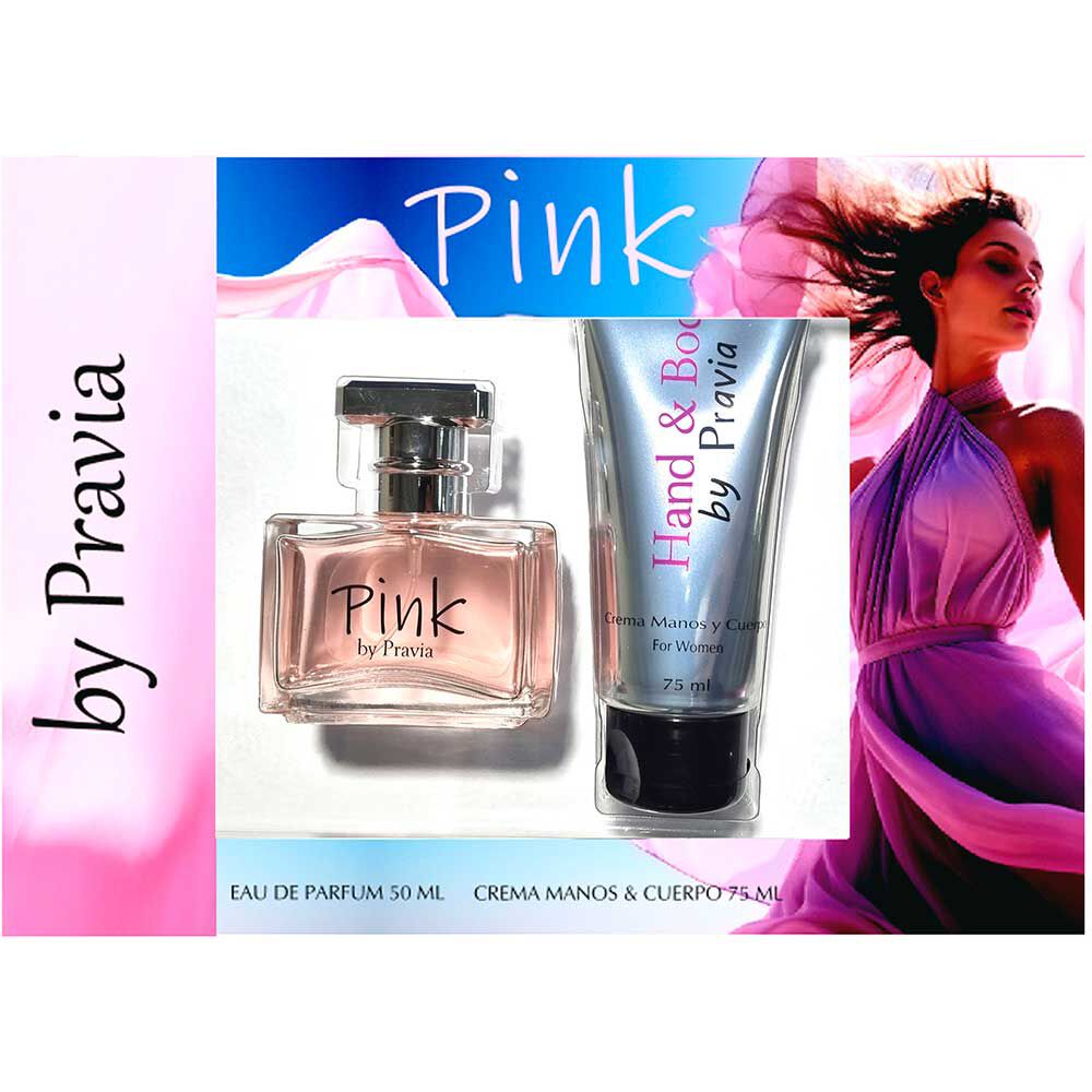 Set Perfume Mujer Pink 50 ML + Crema 75 ML Pravia