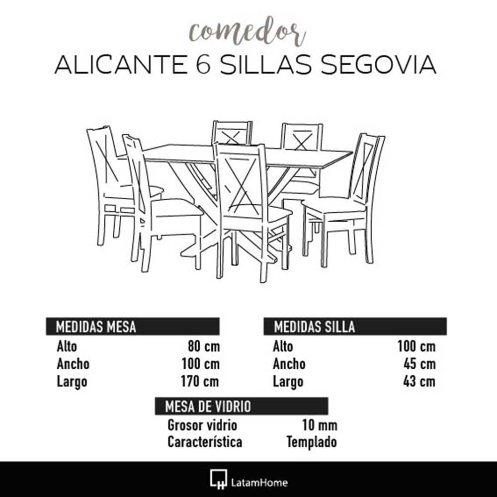 Juego de Comedor Latam Home Alicante 6 Sillas Palo Rosa