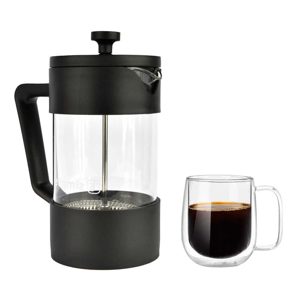 Pack Cafetera Francesa 600 ml +Taza Doble Pared 300 ml Simplit Negro