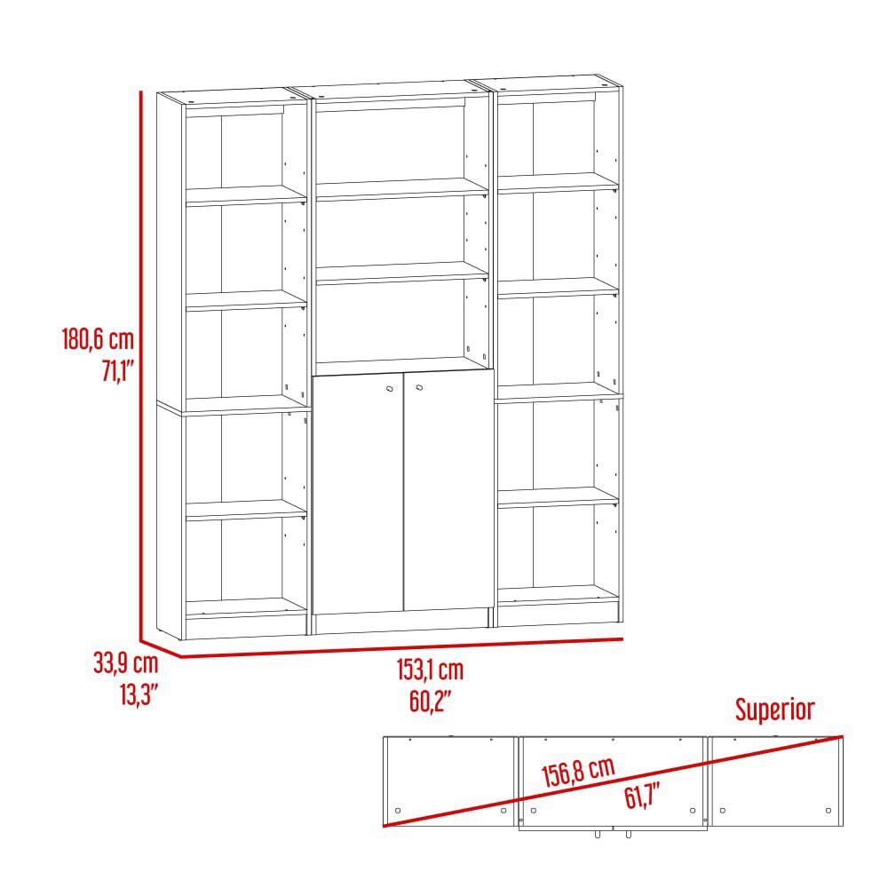 2 Estantes 45 cm + Estante 2 Puertas TuHome Home Blanco