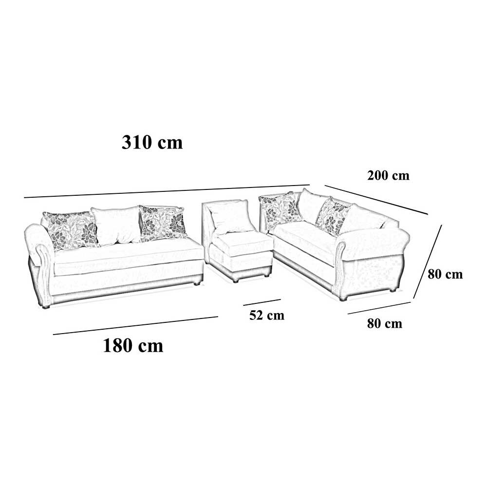 Sofá Seccional Modular Elegant Detail Girona 7 Cuerpos Negro Azul