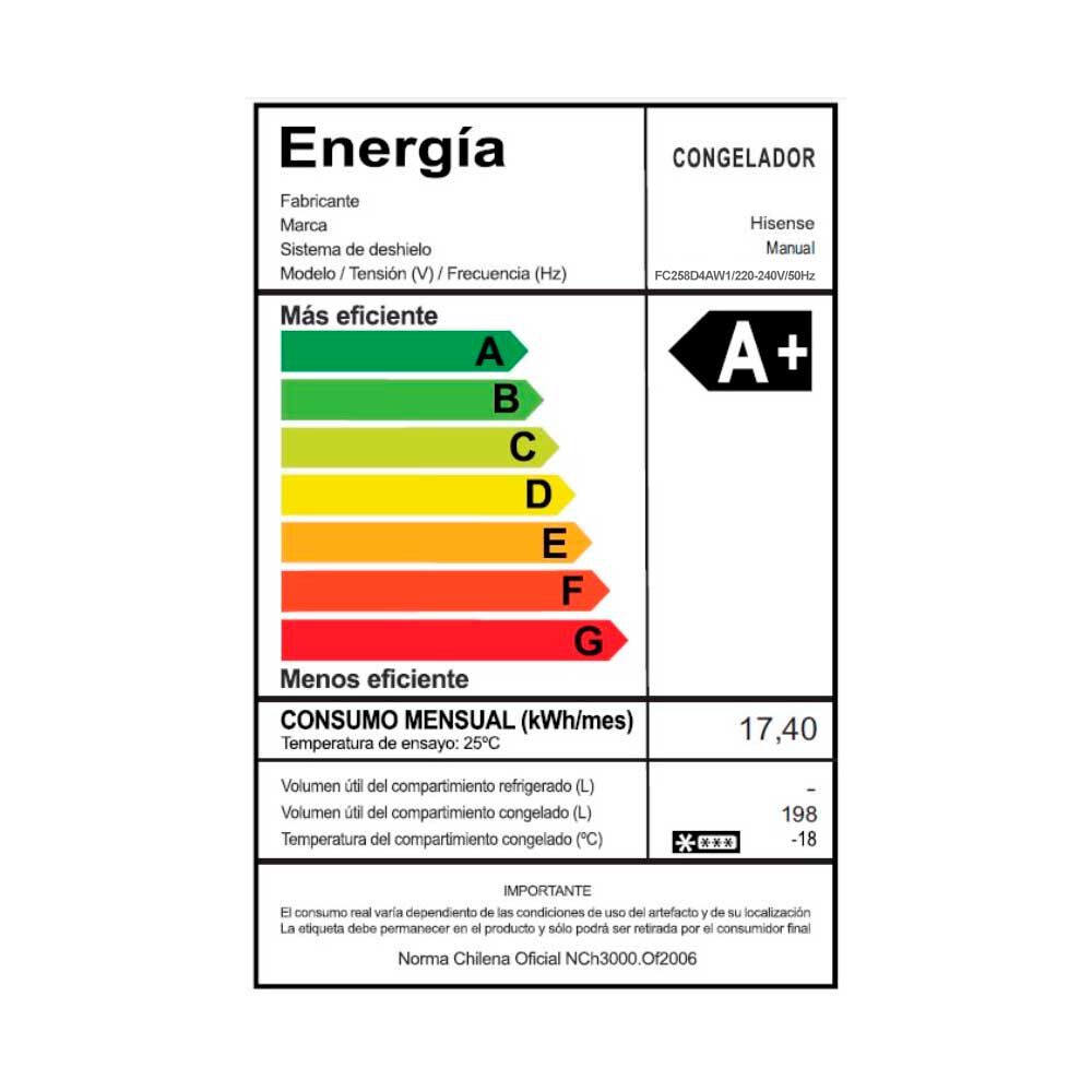 Freezer Horizontal Hisense FC258D4AW1 198 lts.