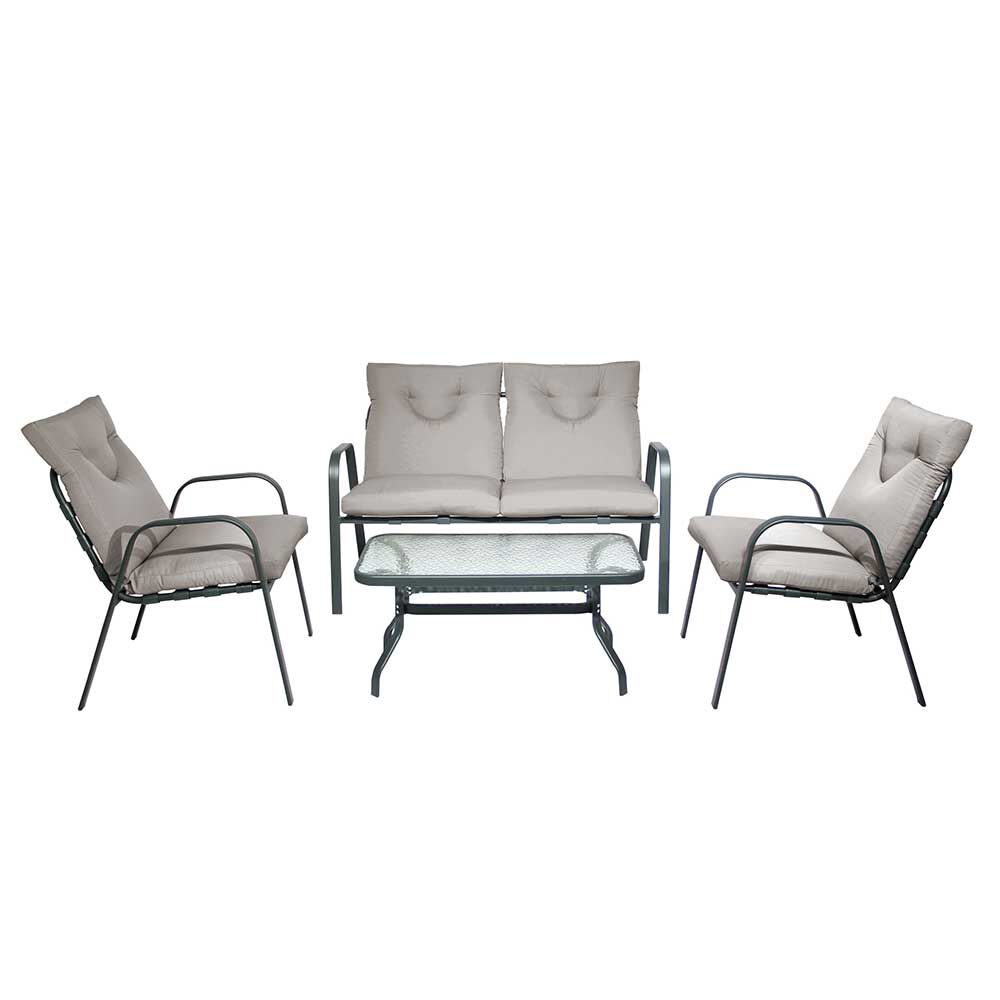 Juego de Living para Terraza Casanova Murano Sofá 2 Cuerpos + Dos Sillones 1 Cuerpo + Mesa de Centro Gris