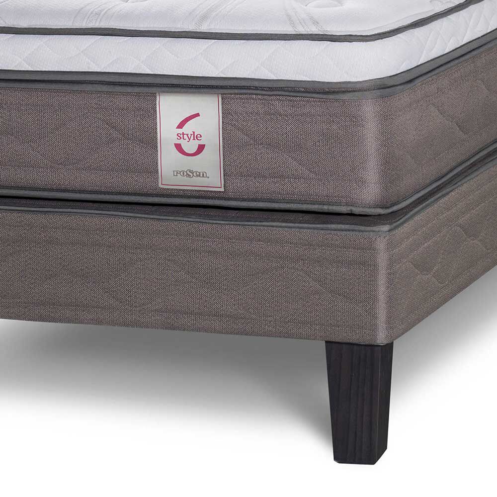 Cama Europea Rosen 2 Plazas New Style 6 + Respaldo+ 2 Veladores Rachel