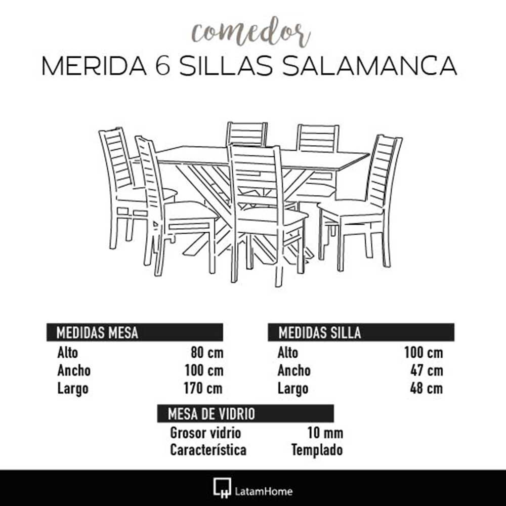 Juego de Comedor Latam Home Merida 6 Sillas Gris Claro