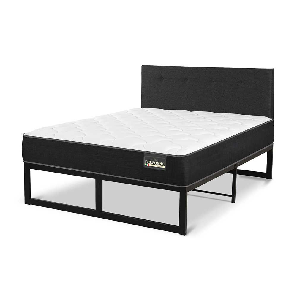 Cama Europea Belsogno 2 Plazas Plus + Respaldo Black