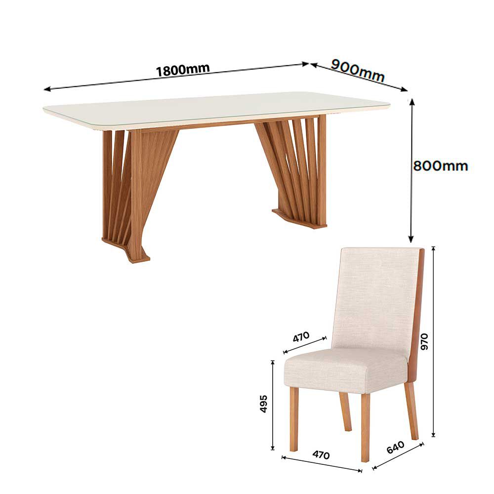 Juego de Comedor Home Mobili Bilbao 6 Sillas Café Blanco Off