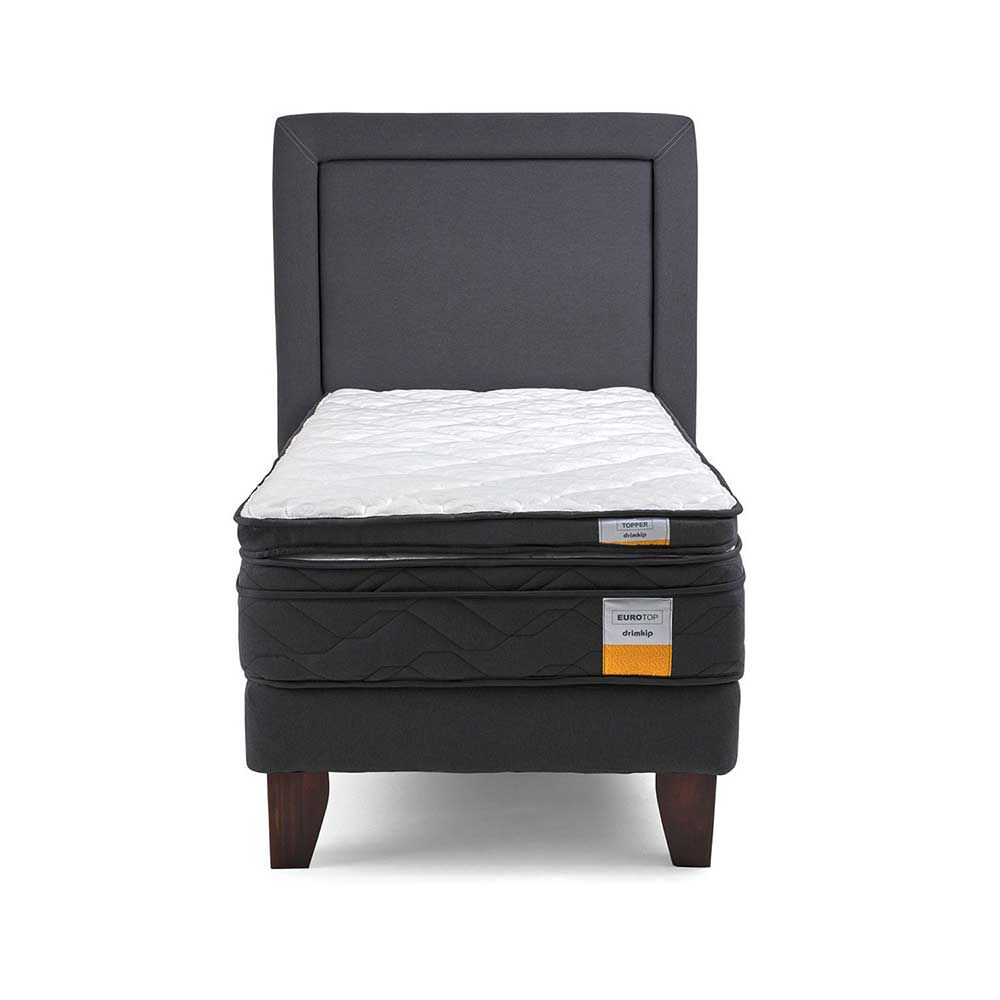 Cama Europea Drimkip 1 Plaza Eurotop + Topper + Respaldo