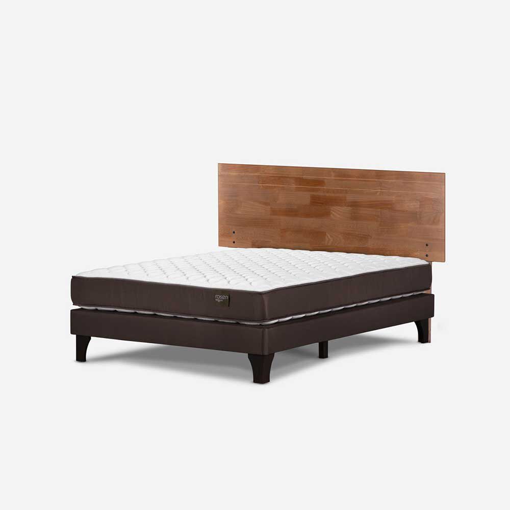 Cama Europea Rosen 2 Plazas Ergo T + Respaldo Tabor Café