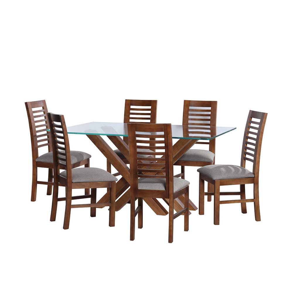 Juego de Comedor Latam Home Merida 6 Sillas Gris Claro