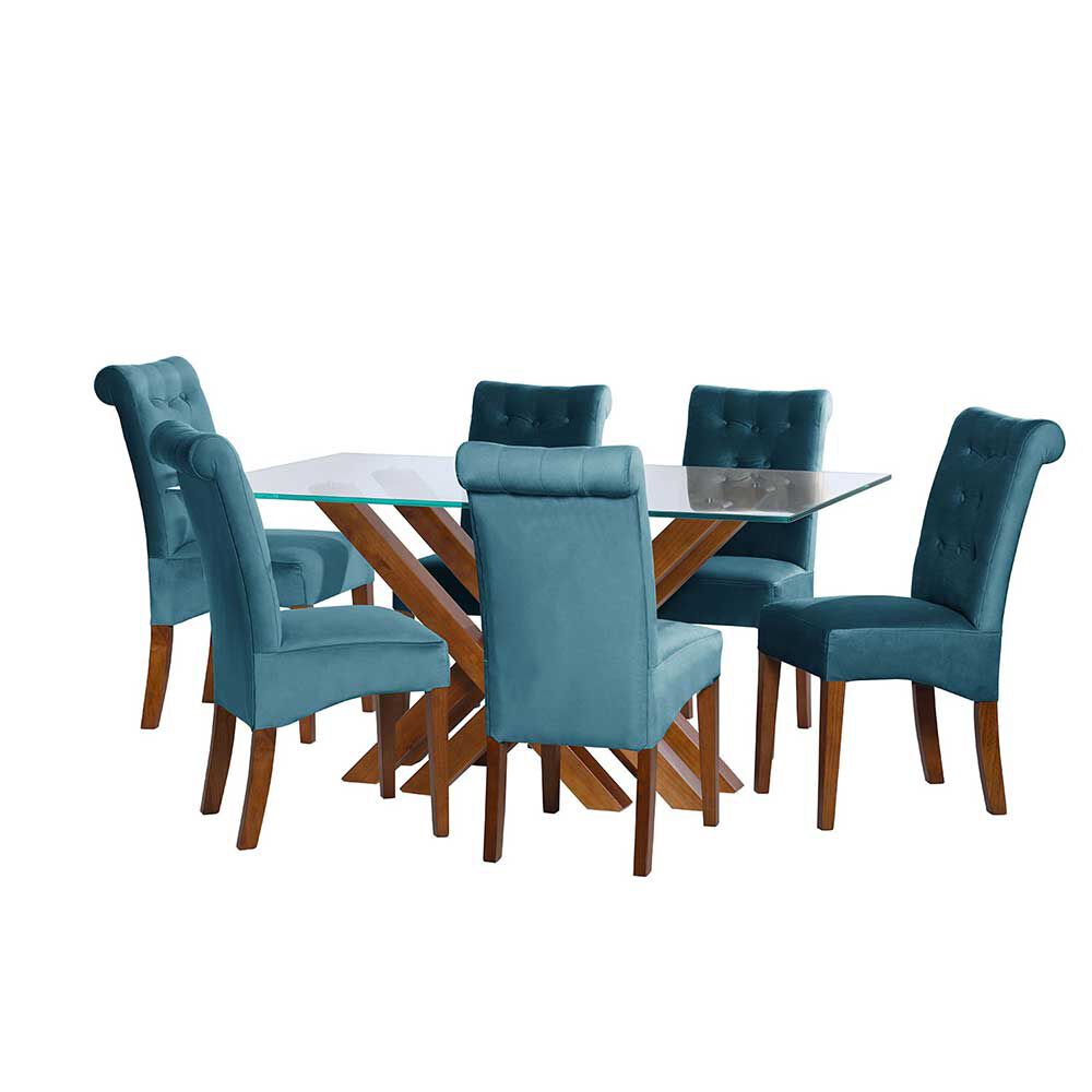 Juego de Comedor Latam Home Merida 6 Sillas Azul Petróleo