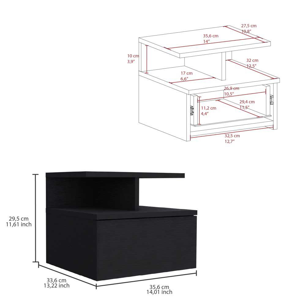 Velador Rectangular TuHome Dreams 1 Cajón Wengue