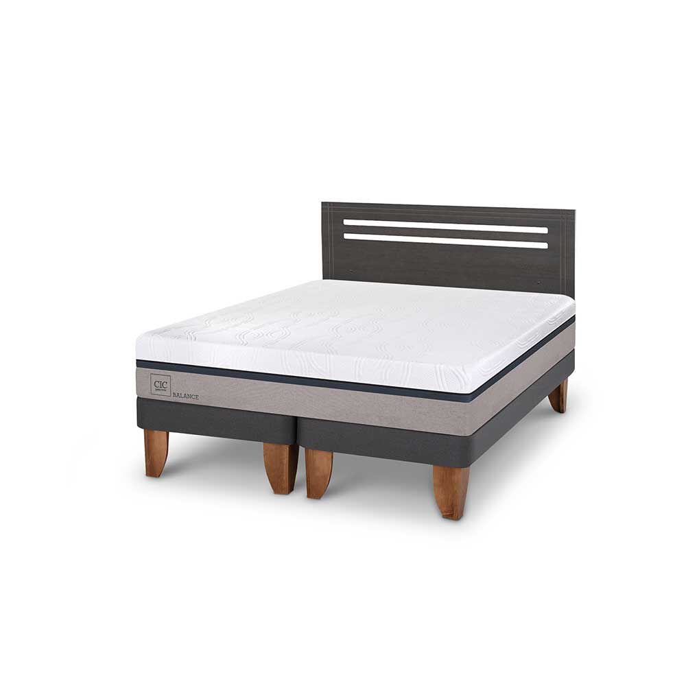 Cama Europea CIC Base Dividida 2 Plazas Balance + Respaldo Munich