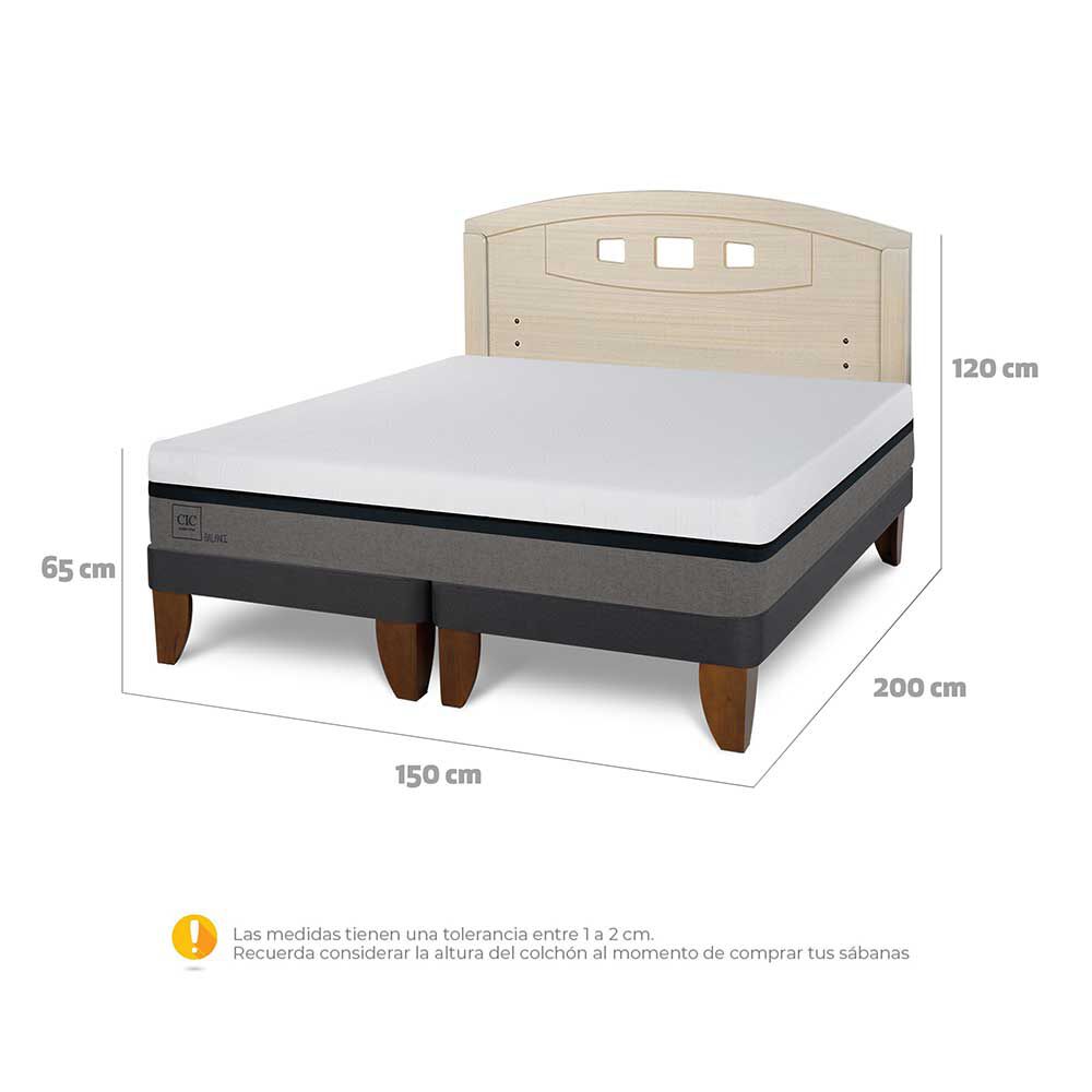 Cama Europea CIC Base Dividida 2 Plazas Balance + Respaldo Gales Alpino