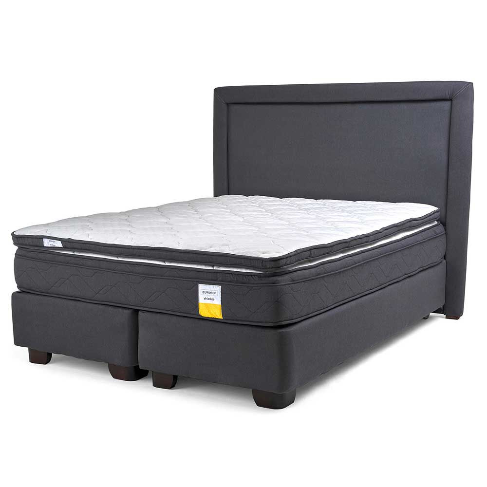 Cama Americana Drimkip Base Dividida 2 Plazas Plus Eurotop + Respaldo + Topper