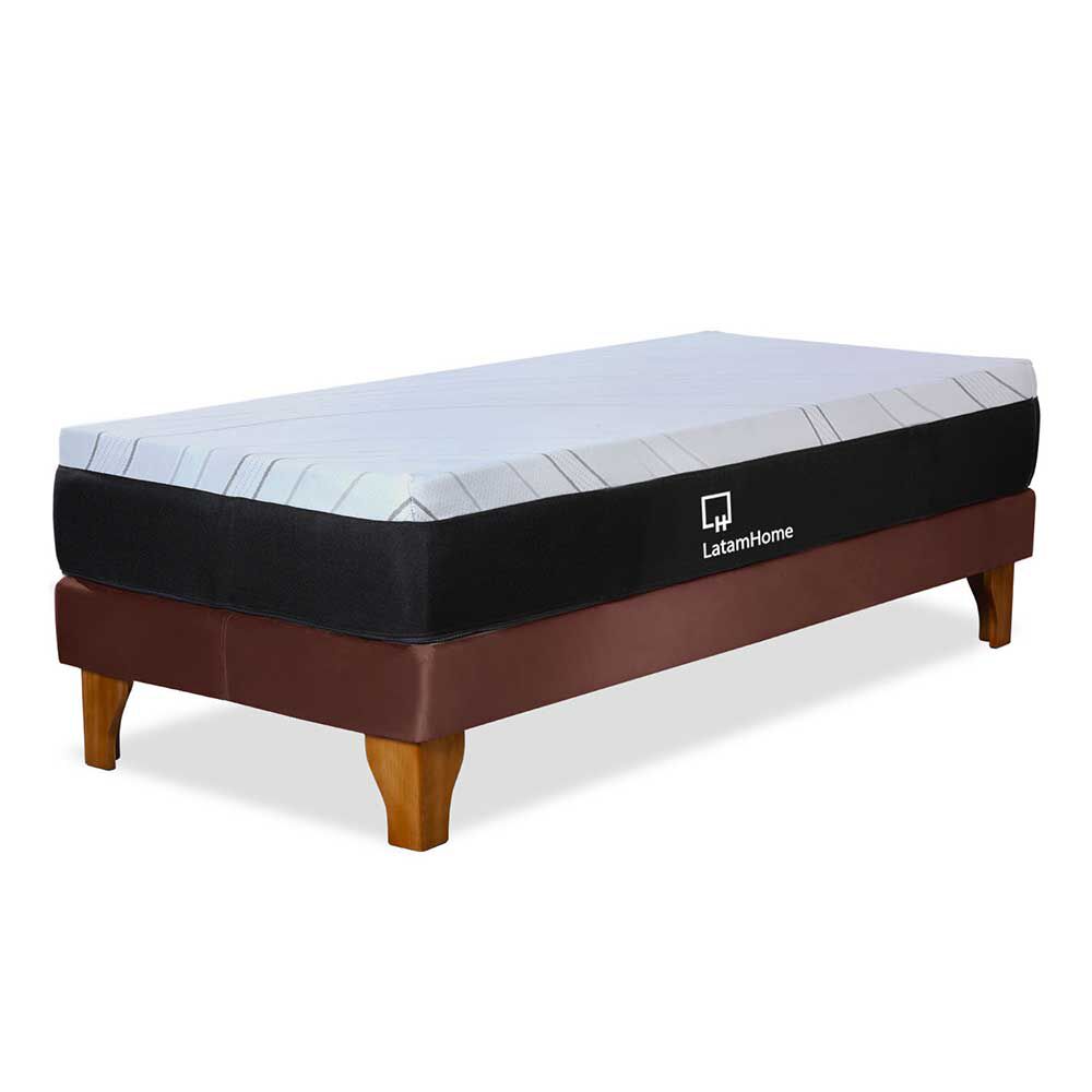 Cama Europea Latam Home 1,5 Plazas Zen Top Spring Visco Velvet Chocolate