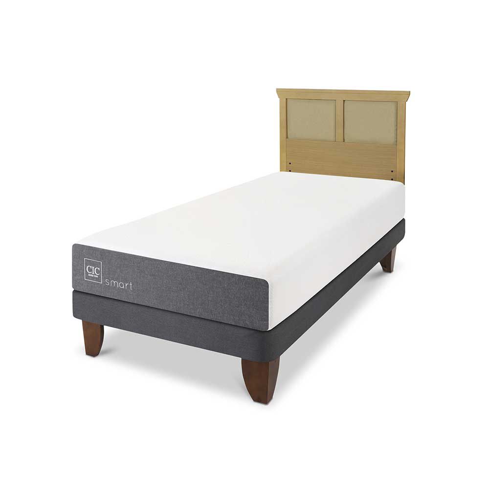 Cama Europea CIC 1 Plaza Smart + Respaldo Torino Mostaza