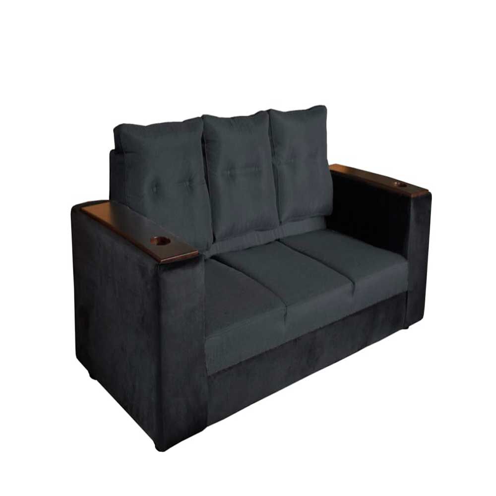 Juego de Living Diseño A&M Home Julietta Sofá 3 Cuerpos + 2 Pouf 1 Cuerpo Negro