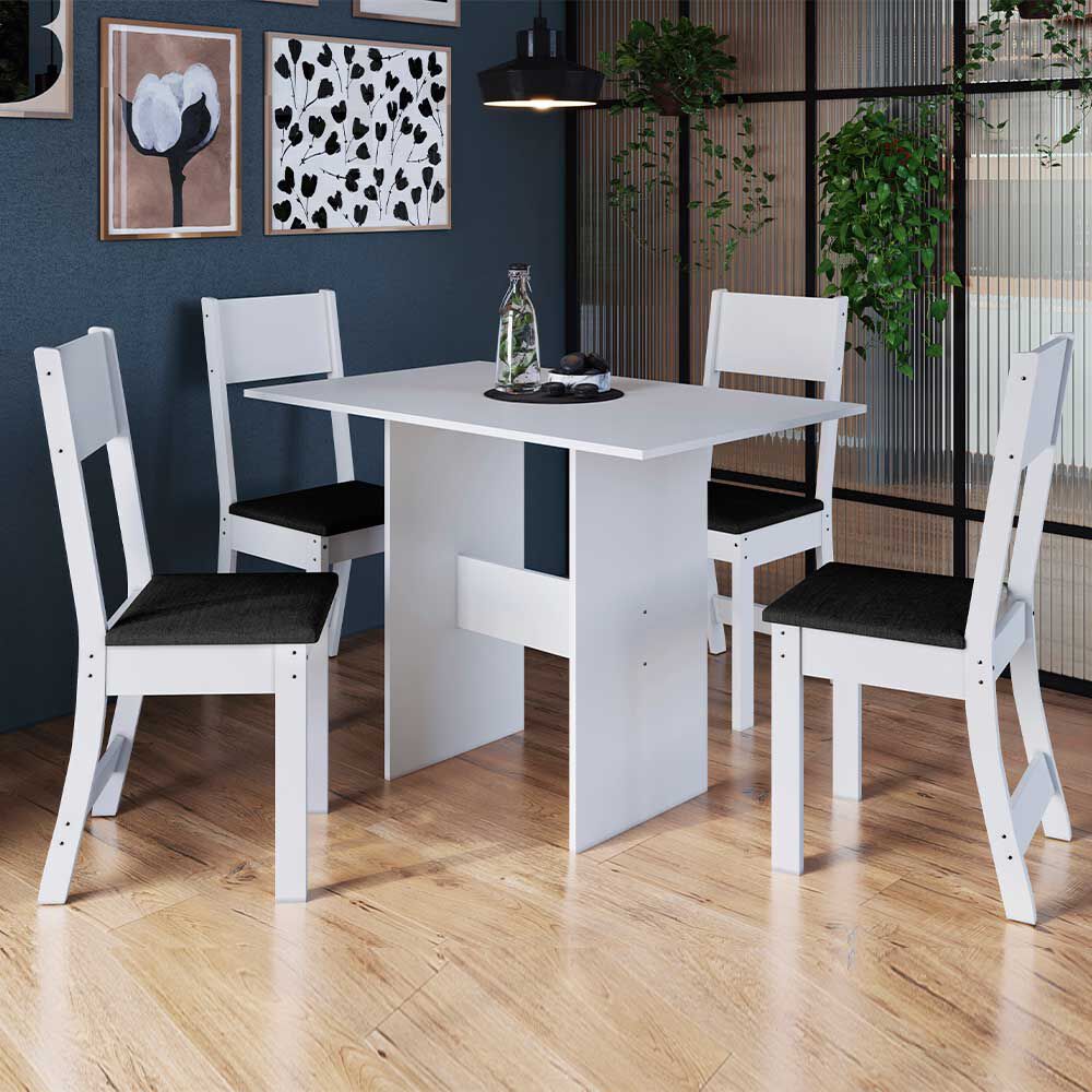 Juego de Comedor Home Mobili Karla 4 Sillas Blanco