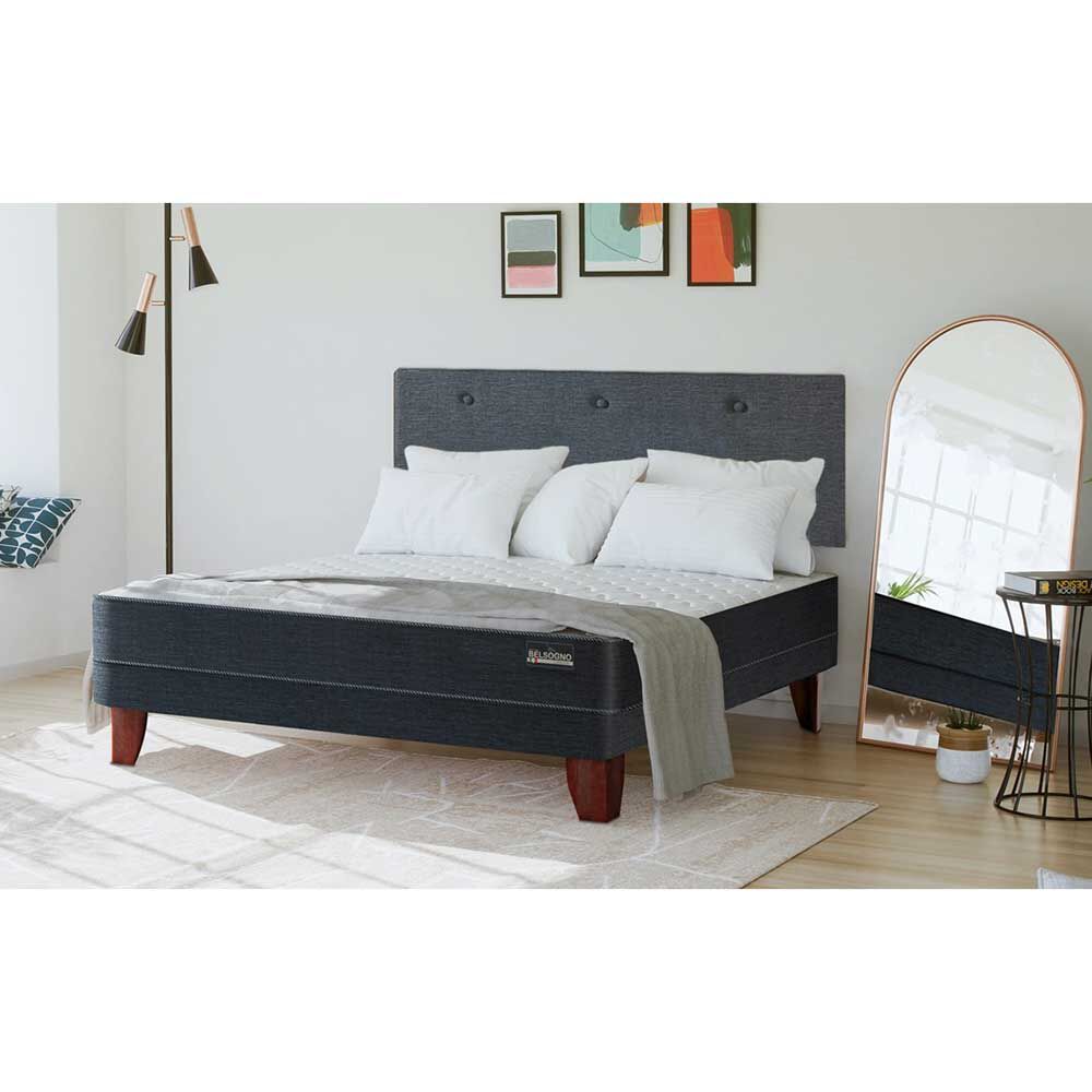 Cama Europea Belsogno 1,5 Plazas Plus + Respaldo Black