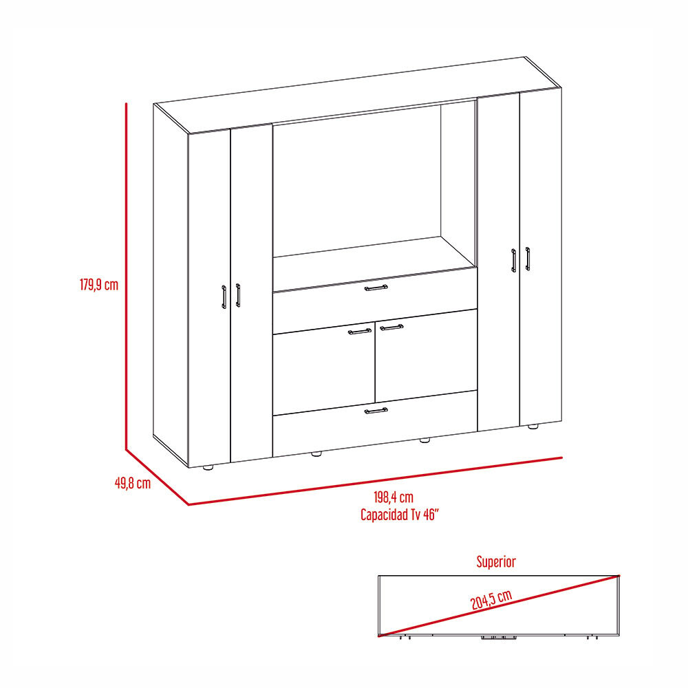 Clóset Manila Z-200N  7 Puertas Tv 46"