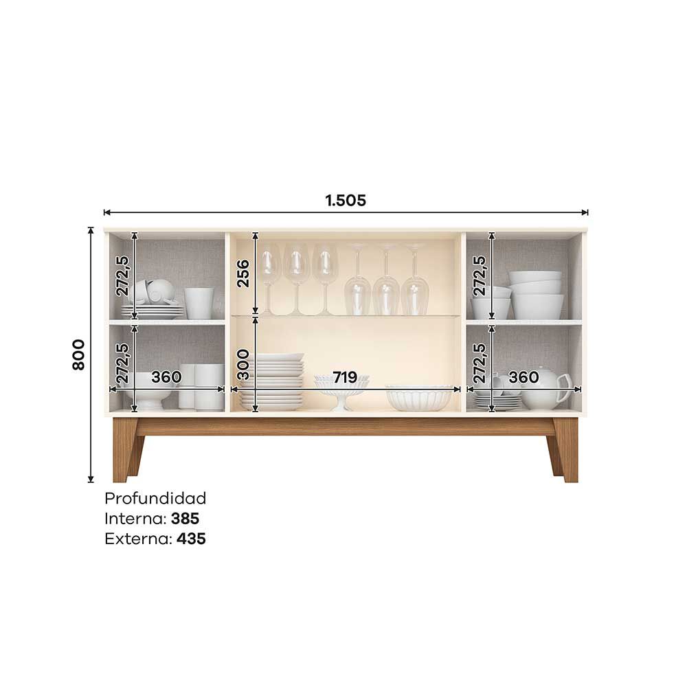 Buffet Home Mobili Eiffel 4 Puertas Blanco