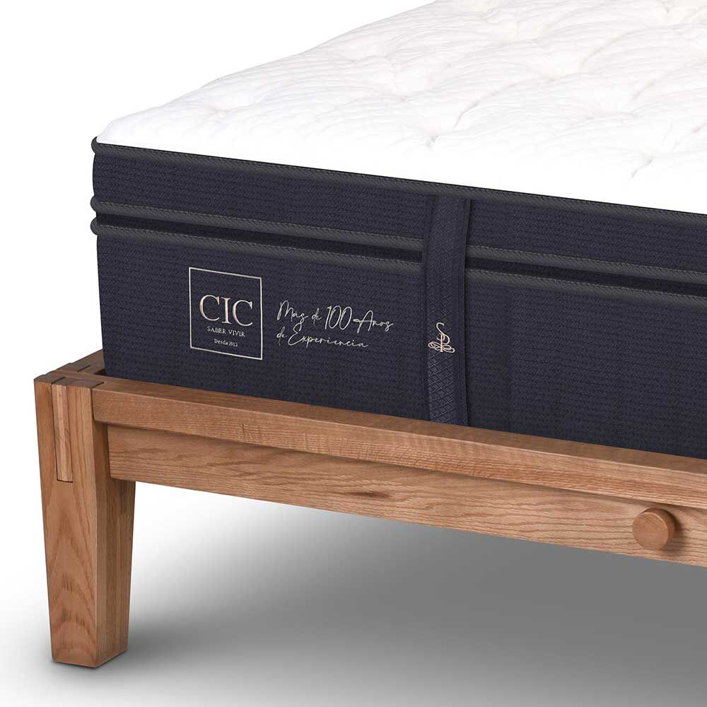 Cama Europea CIC King OAK Súper Premium + 2 Almohadas Viscoelásticas + Plumón