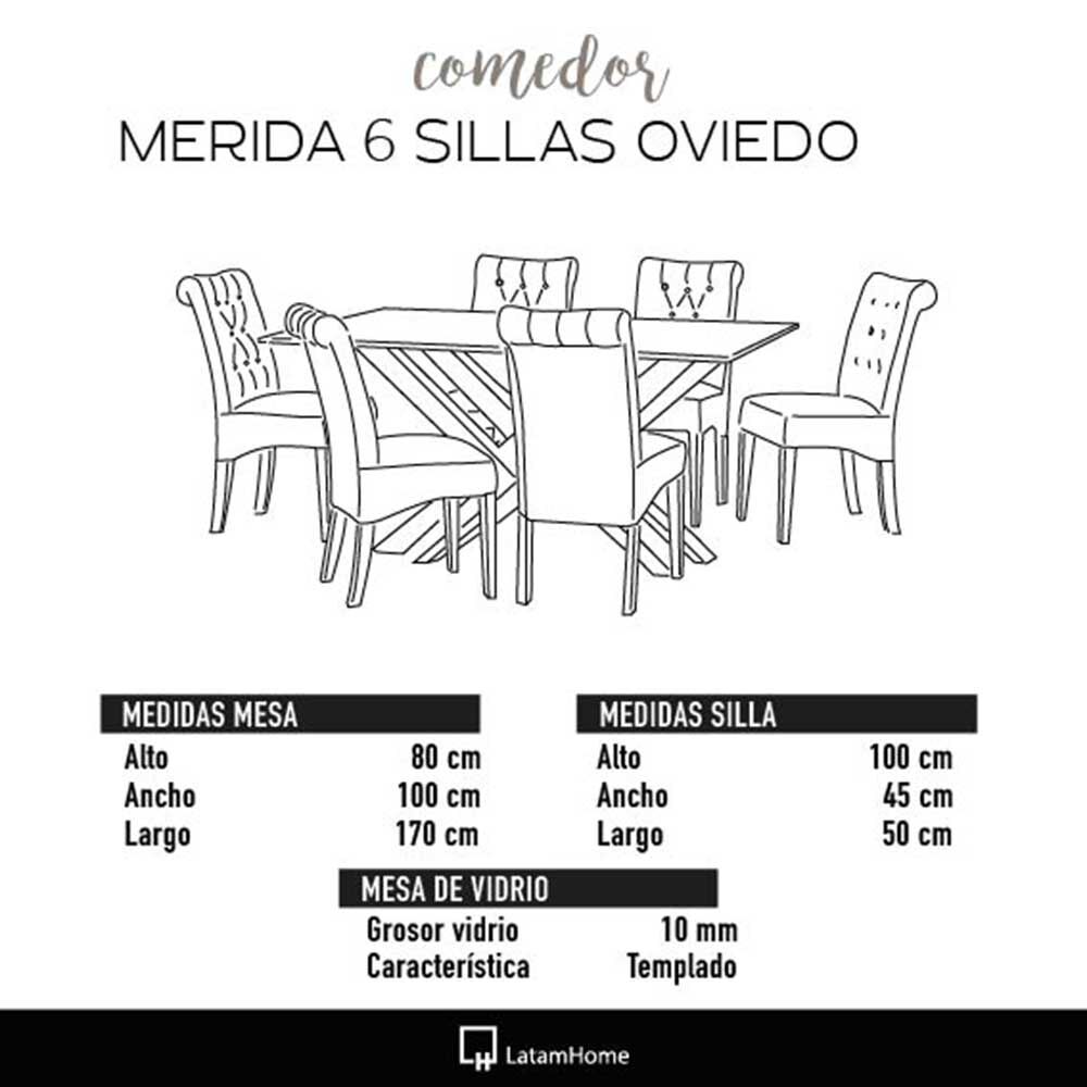 Juego de Comedor Latam Home Merida 6 Sillas Azul Petróleo