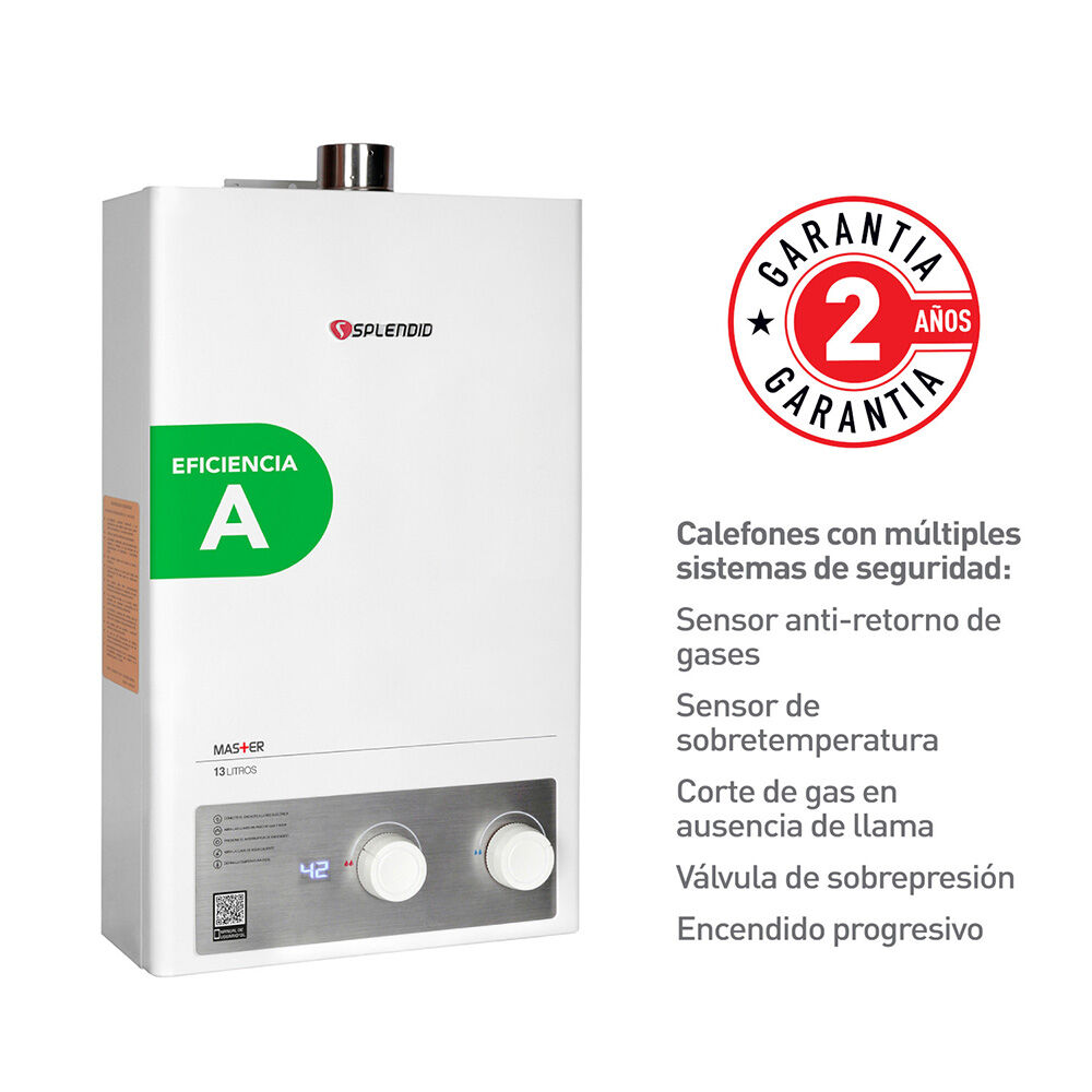 Calefont Gas Natural 13 lts. Tiro Forzado Splendid