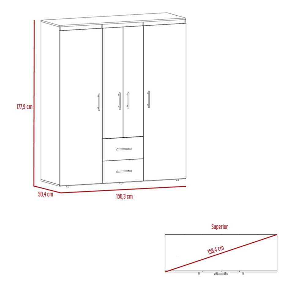 Clóset TuHome Eco 4 Puertas 2 Cajones Wengue