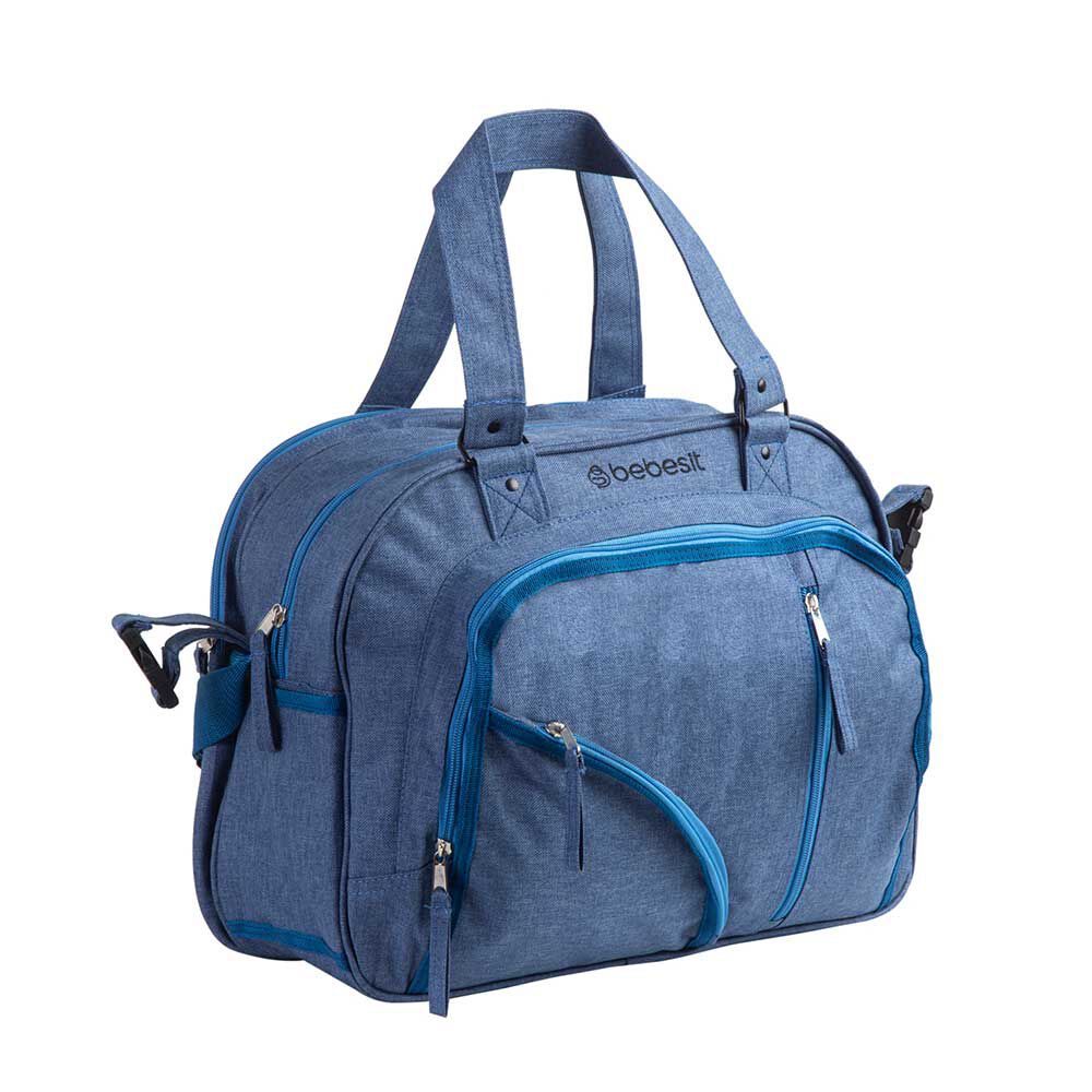 Bolso Maternal Con Porta Mamadera & Mudador Azul Bebesit